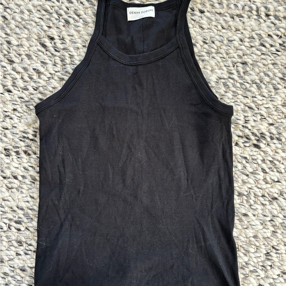 Denim Forum by Artizia cotton black ribbed racerback tank top, Size L - Picture 6 of 6